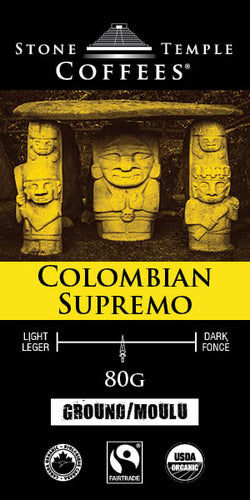 Colombian Supremo - Ground, Medium Roast, Certified Organic OCIA/ Fairtrade Coffee 80g
