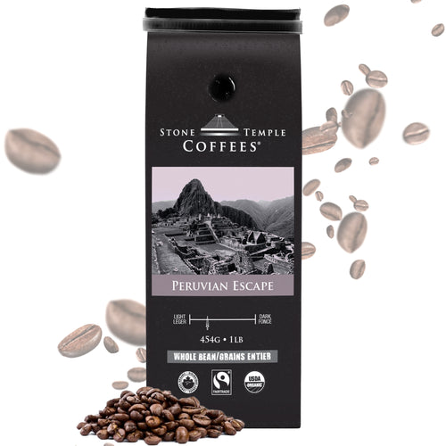 Peruvian Escape - Whole Bean, Medium Roast, Certified Organic OCIA/ Fairtrade Coffee 1lb/454g