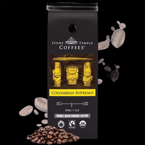 Colombian Supremo - Medium Roast, Certified Organic OCIA/ Fairtrade Coffee 1lb/454g