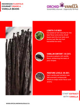 Indonesian Vanilla (Sumatra) Planifolia Gourmet Grade-A Beans<br>For Extract And Baking<BR>By Count