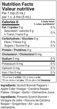 Nutrition facts label for a product with specific ingredients listed below.