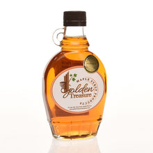 Organic maple syrup in glass bottles