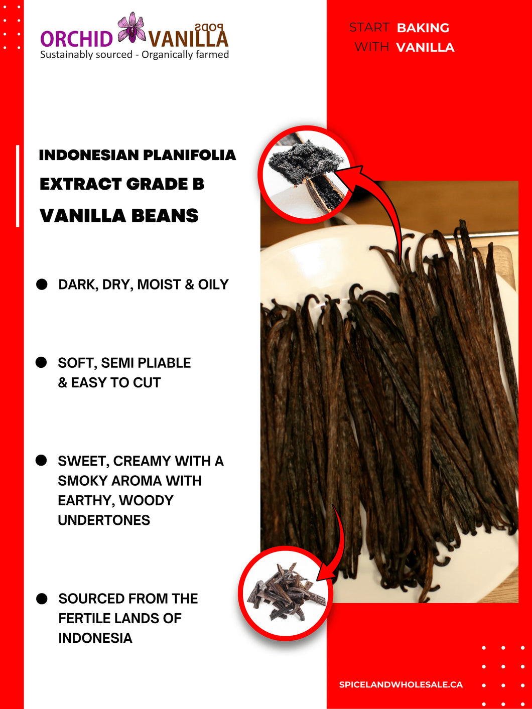 Indonesian Vanilla Beans (Sumatra) Planifolia Extract Grade-B <br>For Extract Making<BR>By Ounce