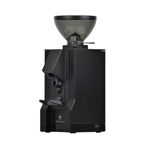 Black coffee grinder on a white background