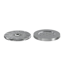 coffee grinder discs on a white background