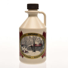 Organic maple syrup in plastic containers