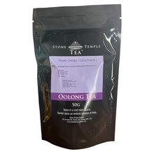 Stone Temple Tea -Smoky Orange Citrus Punch oolong tea package on a white background