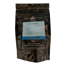 Stone Temple Tea Irish Cream loose leaf tea pouch on a white background