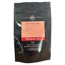Stone Temple Tea Milk Thistle Seed Herbal Tea package on a white background