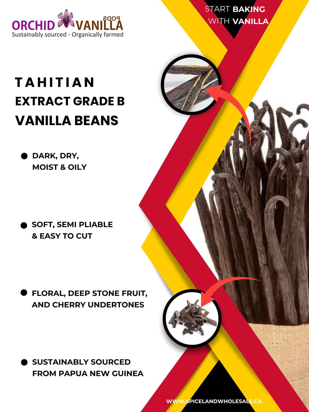 Tahitian Extract Vanilla Beans Grade-B <br>For Extract Making<BR>By Pound