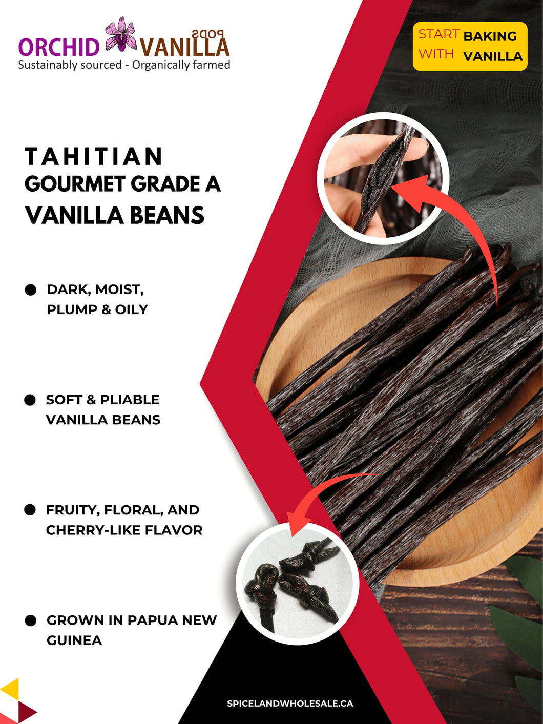 Tahitian Vanilla Beans Gourmet Grade-A <br>For Extract And Baking<BR>By Count