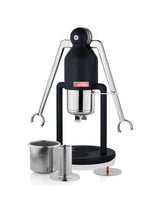 Black and silver espresso machine with a Cafelat logo on a white background