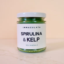 Jar of Spirulina & Kelp with a white label on a beige background