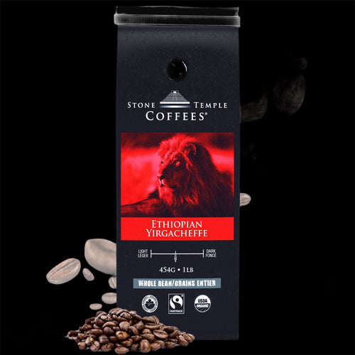 Stone Temple Coffees - Ethiopian Yirgacheffe Organic Fairtrade Whole Bean Coffee