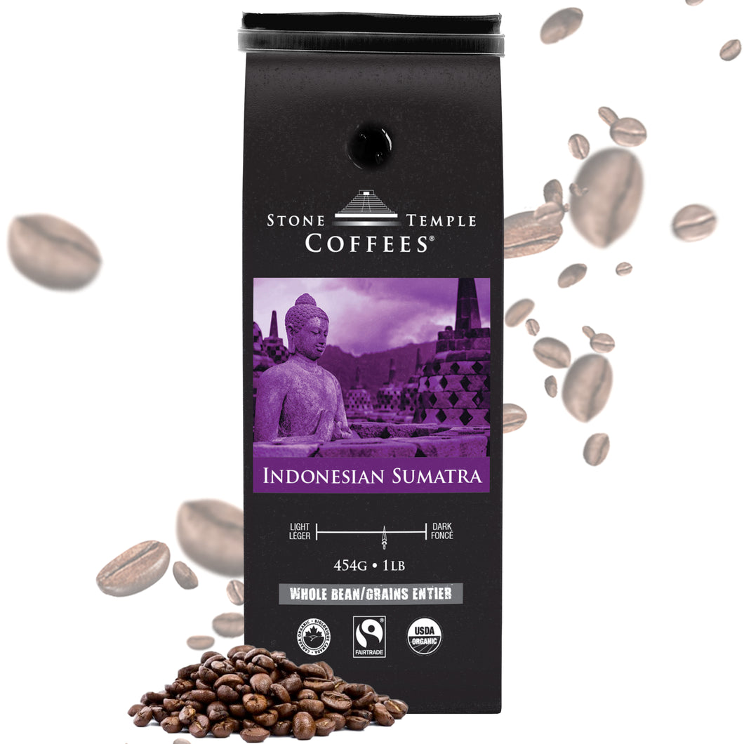 Stone Temple Coffees - Indonesian Sumatra Whole Bean bag on a white background