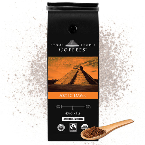 Aztec Dawn - Ground, Light Roast, Certified Organic OCIA/ Fairtrade Coffee 1lb/454g