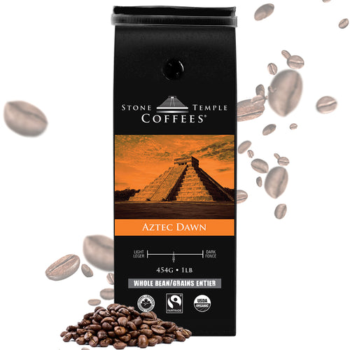Aztec Dawn - Whole Bean, Light Roast, Certified Organic OCIA/ Fairtrade Coffee 1lb/454g